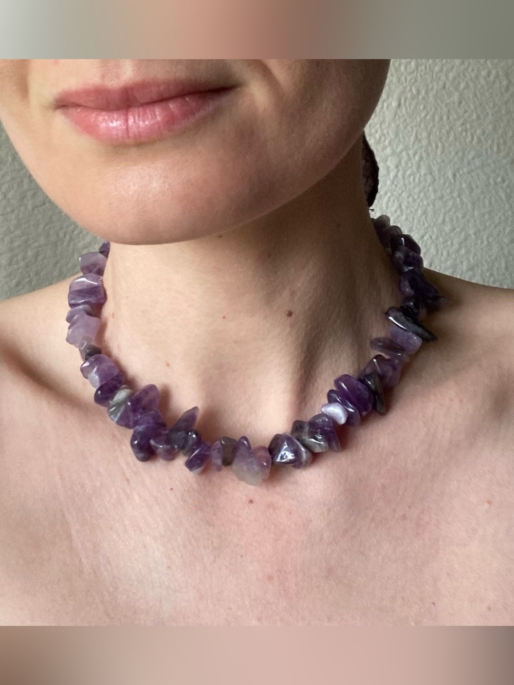 Handmade Purple Amethyst Chip Necklace - Picture 2 of 6